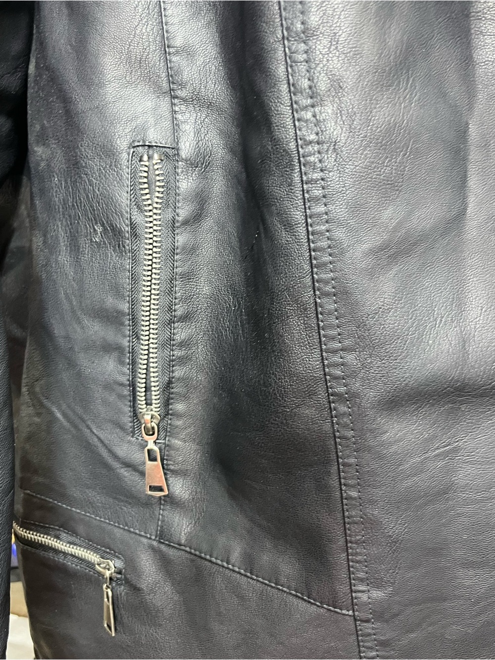 Olivia Miller Black Faux Leather Quilted Shoulder Moto Jacket 3X - Picture 5 of 16